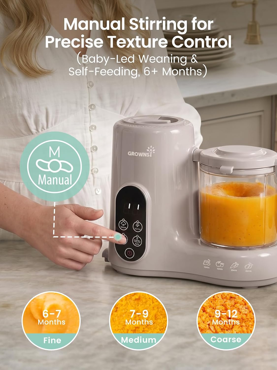 Detalle 2 de Grownsy Baby Food Maker with Stainless Steel Basket