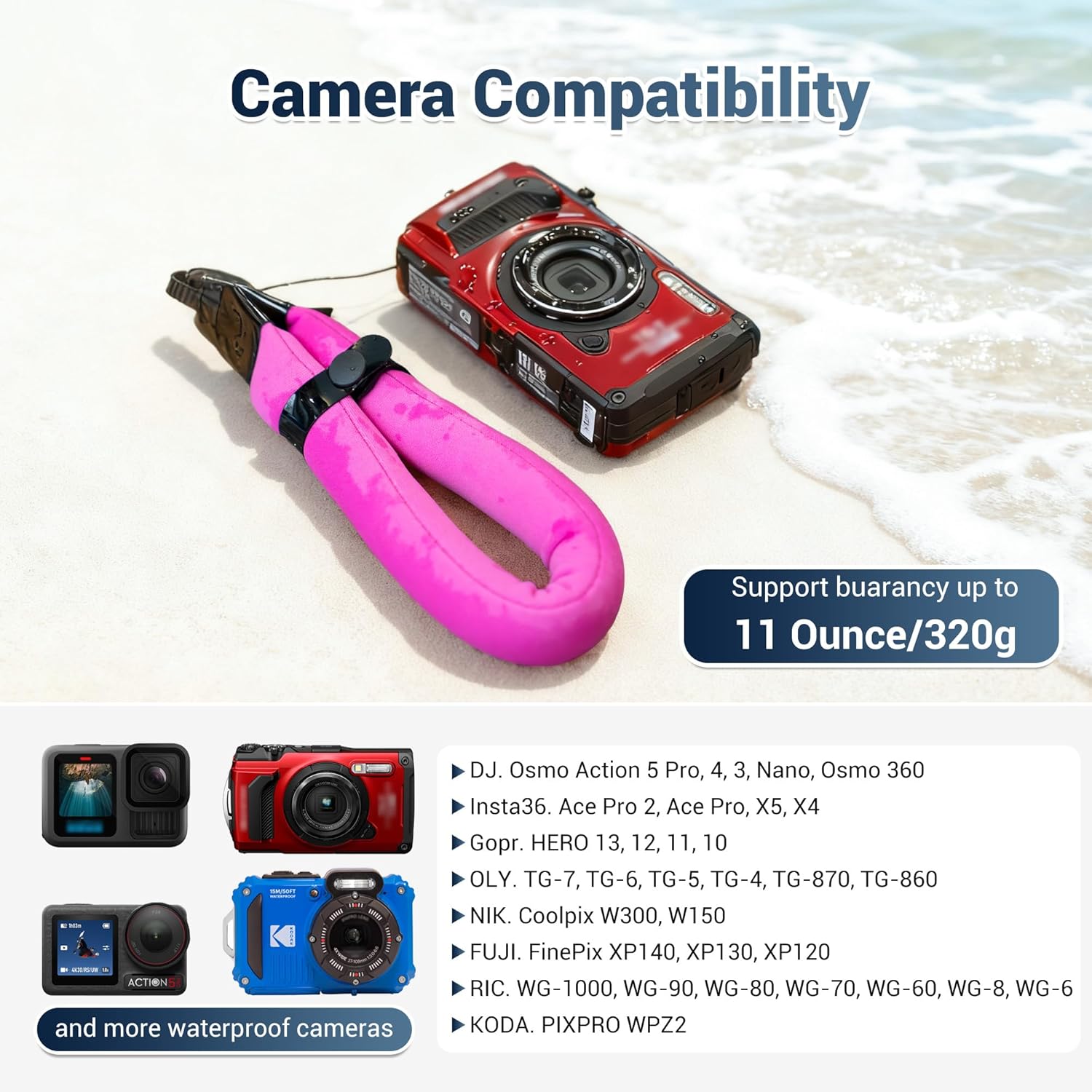 Thumbnail 2 de JJC Floating Wrist Strap for Underwater Cameras (Olympus TG-5/TG-6, Nikon W300, GoPro & more)
