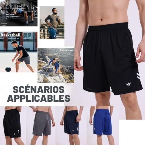 Detalle de fovdtaa Lot de 5 shorts de sport pour homme avec poches et taille élastique – léger, respirant et polyvalent