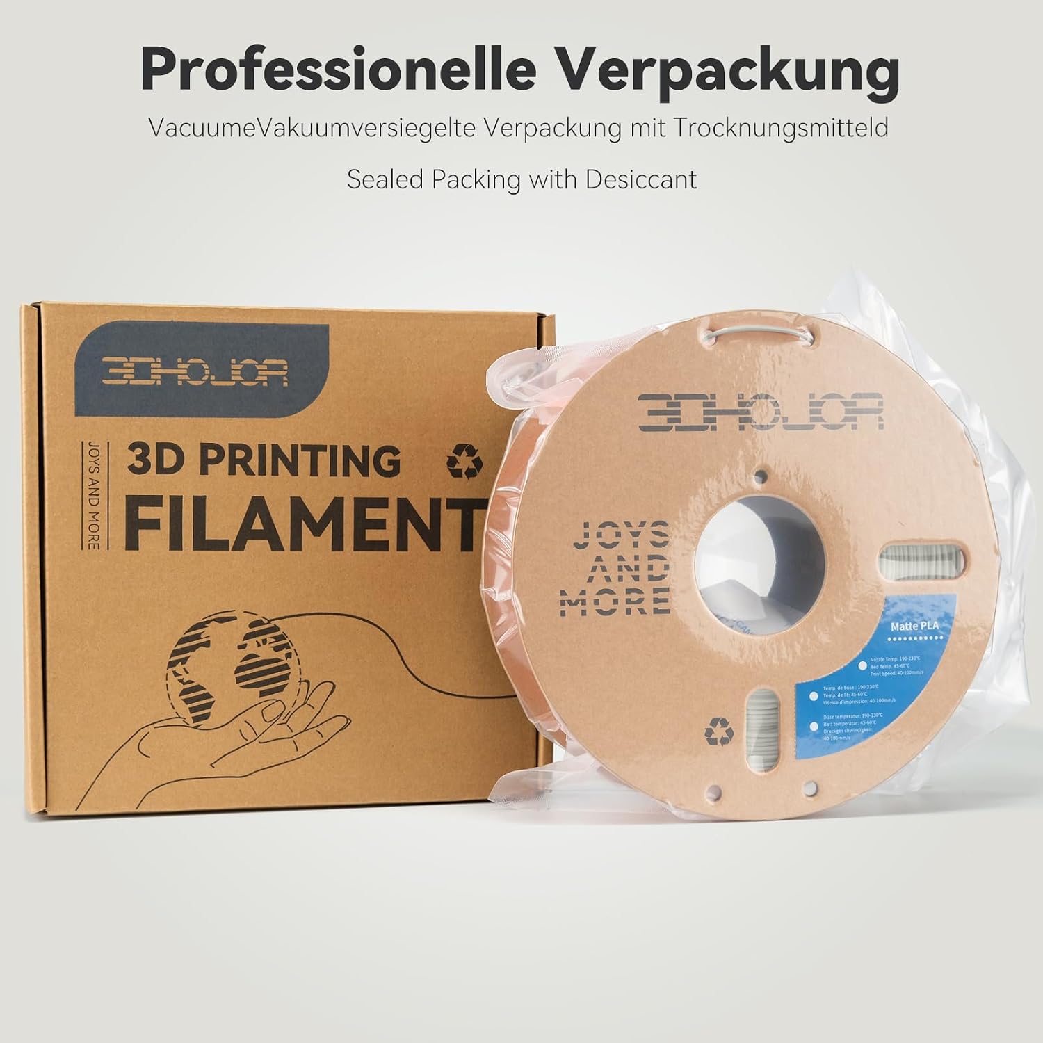Detalle de 3DHoJor Matte PLA Filament 1.75mm in Light Khaki (Matte finish), 1kg spool
