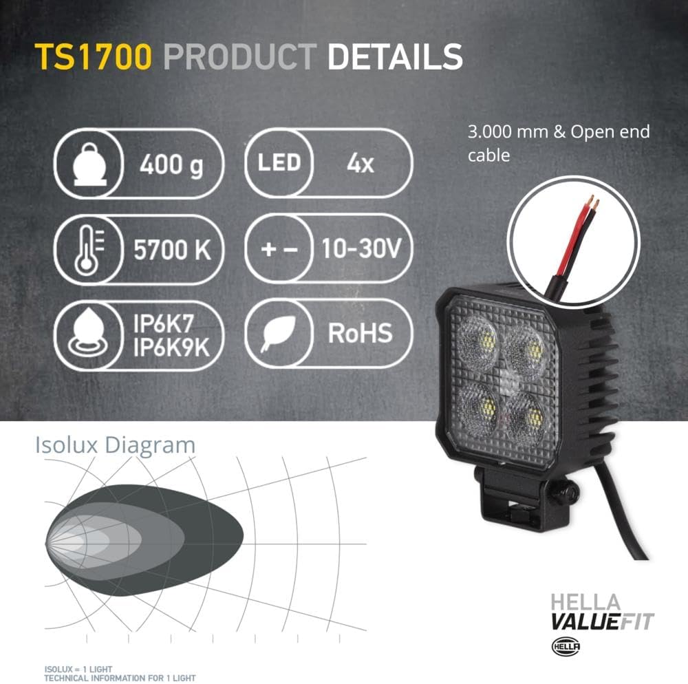 Thumbnail 6 de HELLA Valuefit TS1700 LED Arbeitsscheinwerfer 12–24V, 1700 Lumen – kompakt, langlebig und leistungsstark