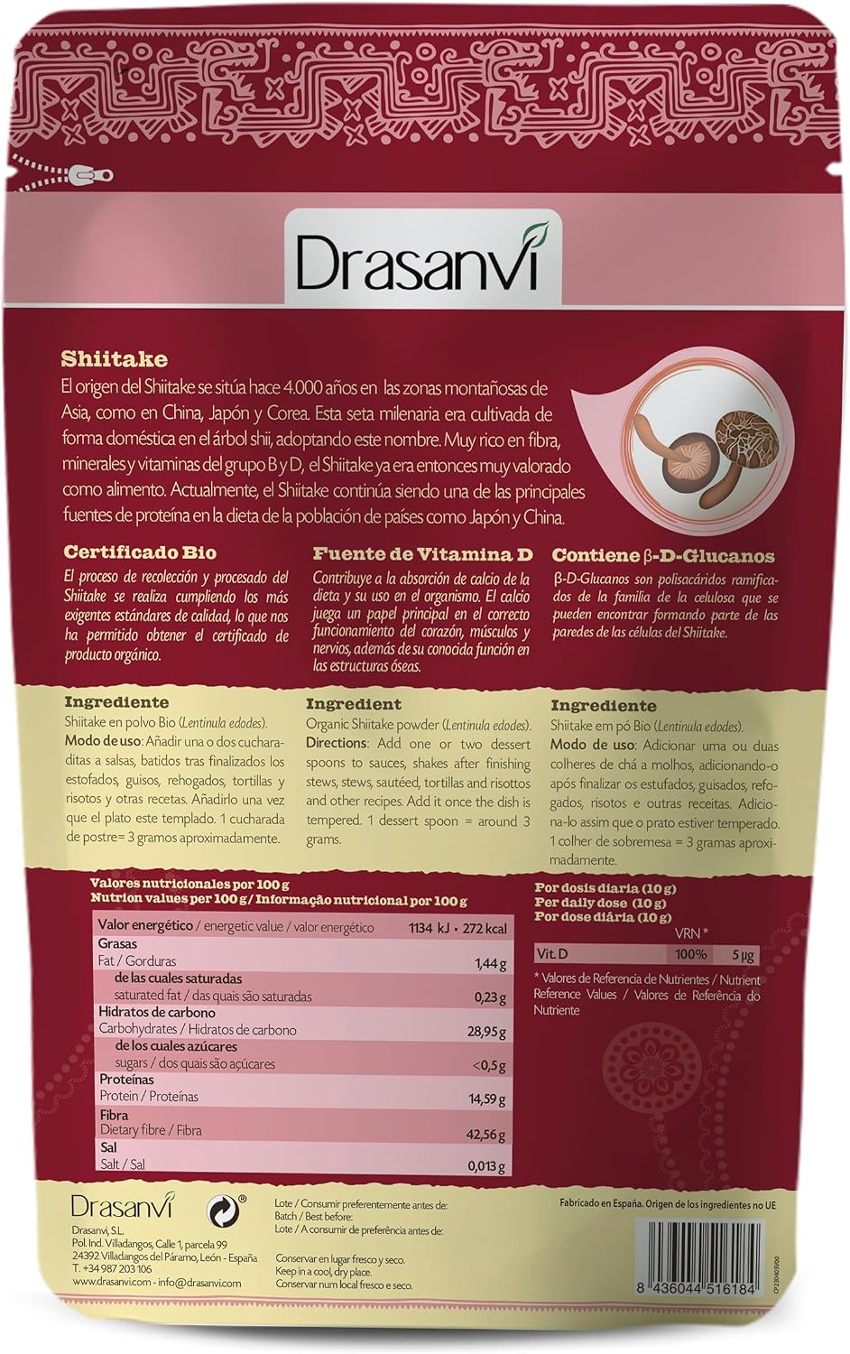 Detalle 2 de SHIITAKE BIO 125 g doypack superalimentos 🍄