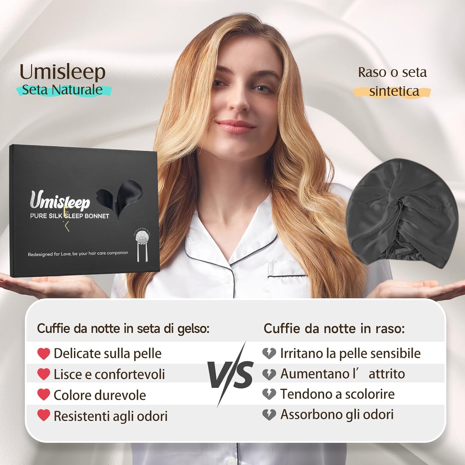Detalle 2 de Umisleep 22 Momme seta per capelli ricci