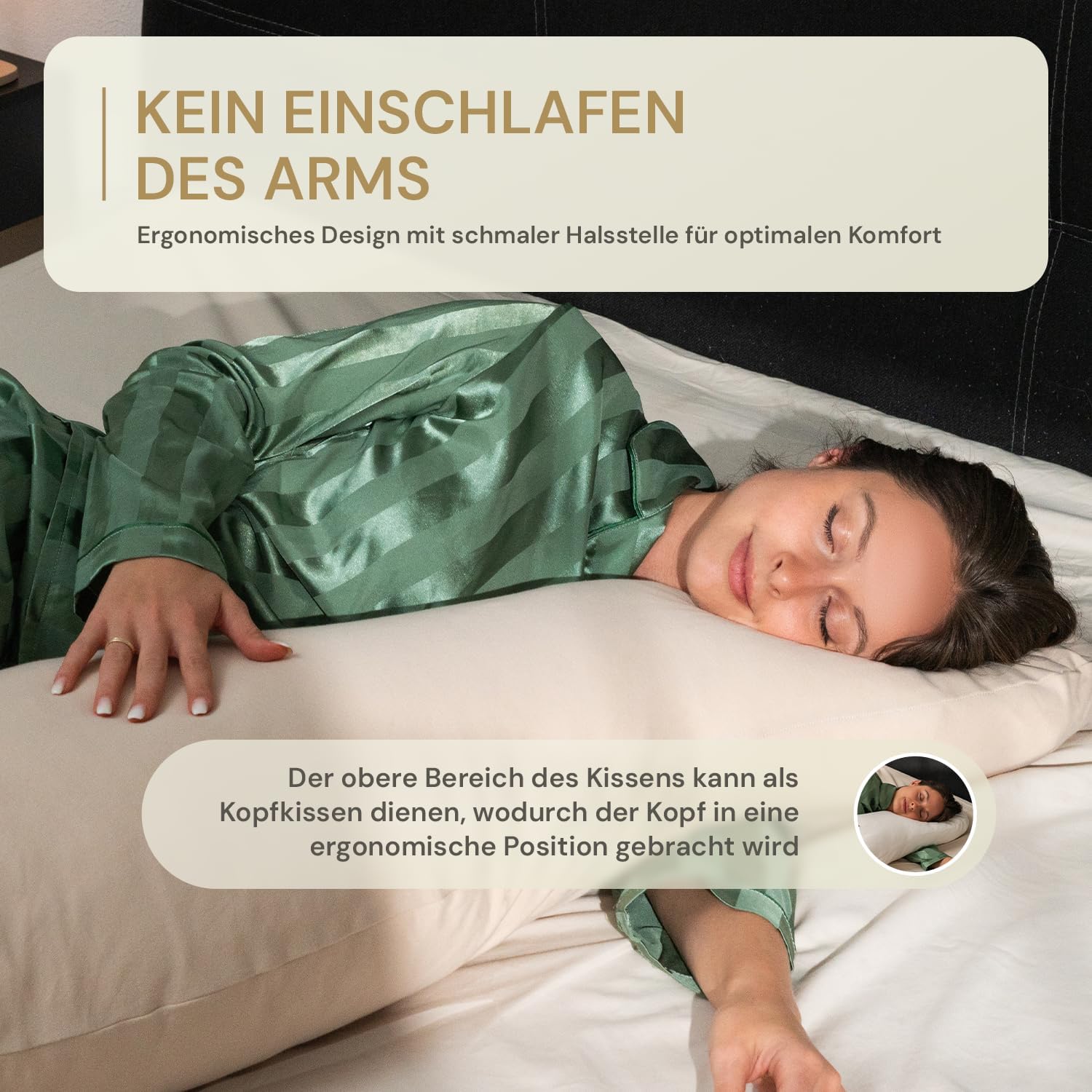 Thumbnail 2 de Opanoli ergonomisches Seitenschläferkissen – 100% Baumwolle, Oeko-TEX, Beige