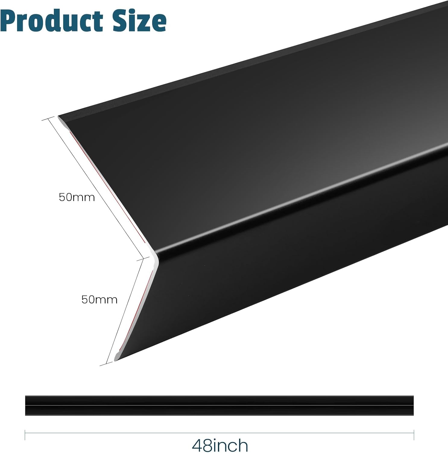 Detalle de Orechic 4Pcs 48" Black Metal Corner Protectors (L-Molding) – 48" x 2