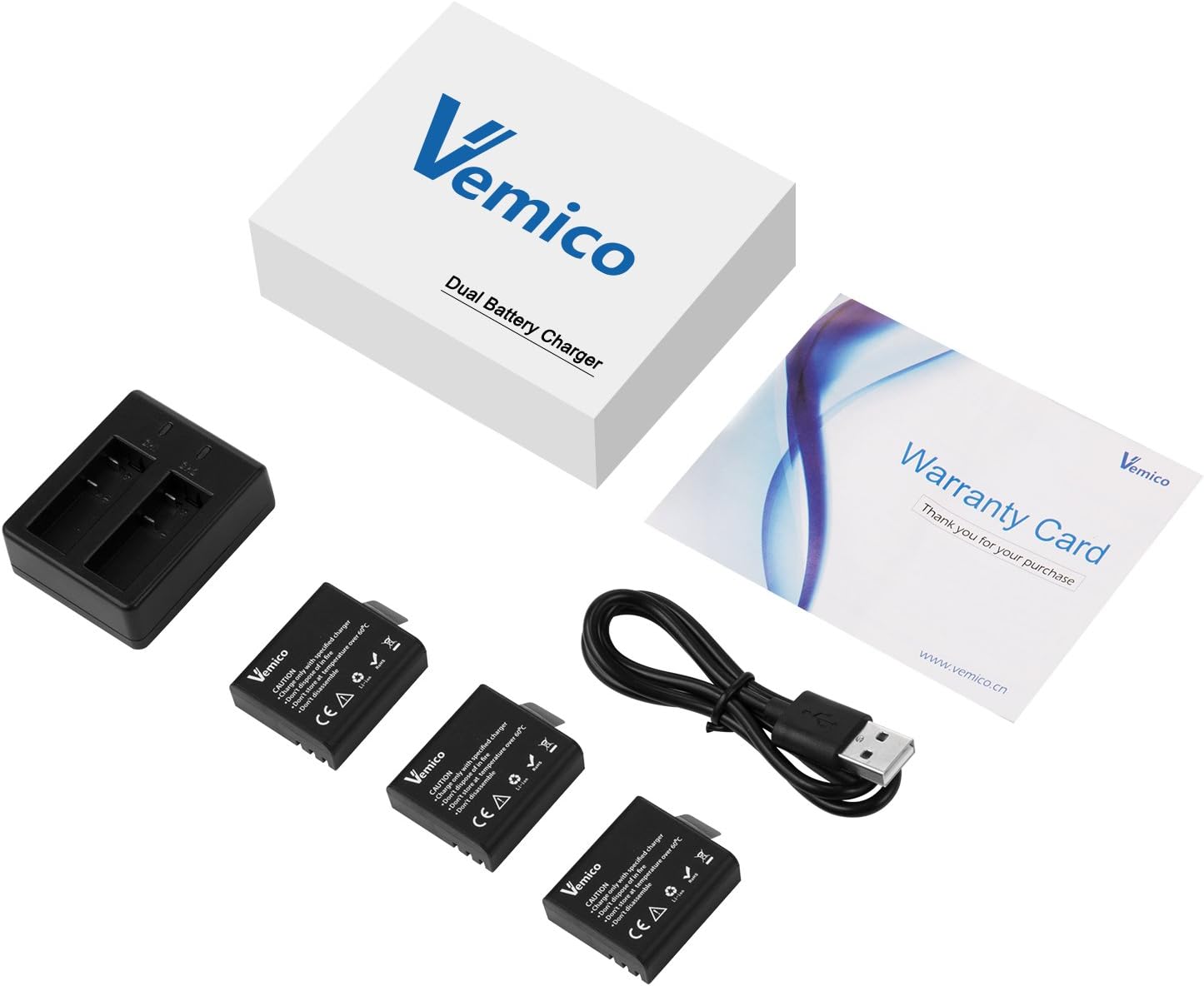 Thumbnail 2 de Vemico Action Cam Batterie 3X 1050mAh EK7000 (PG1050) con doppio caricatore per EK7000 Pro e compatibili