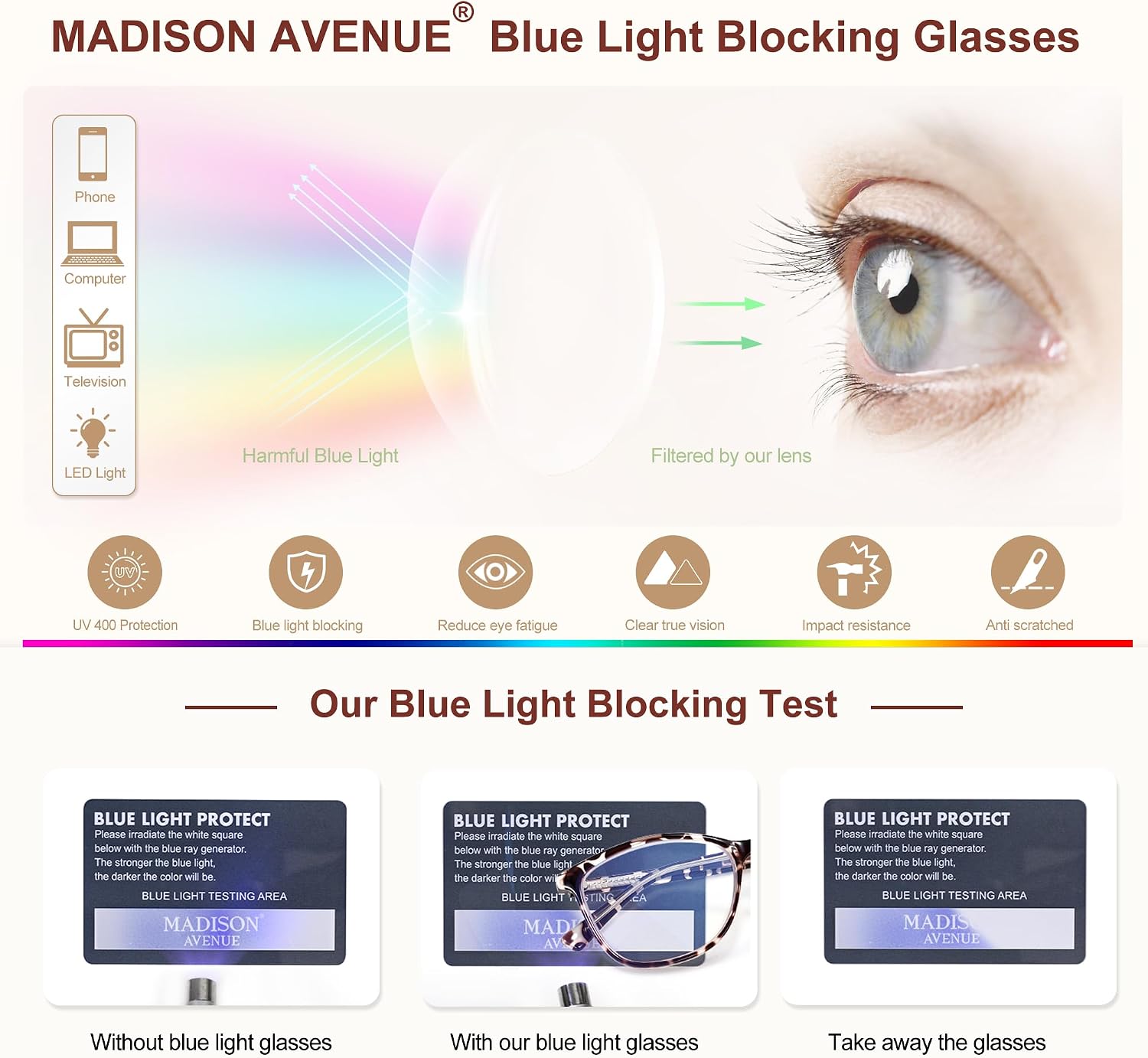 Detalle de Madison Avenue TR90 Blue Light Blocking Computer Glasses for Women