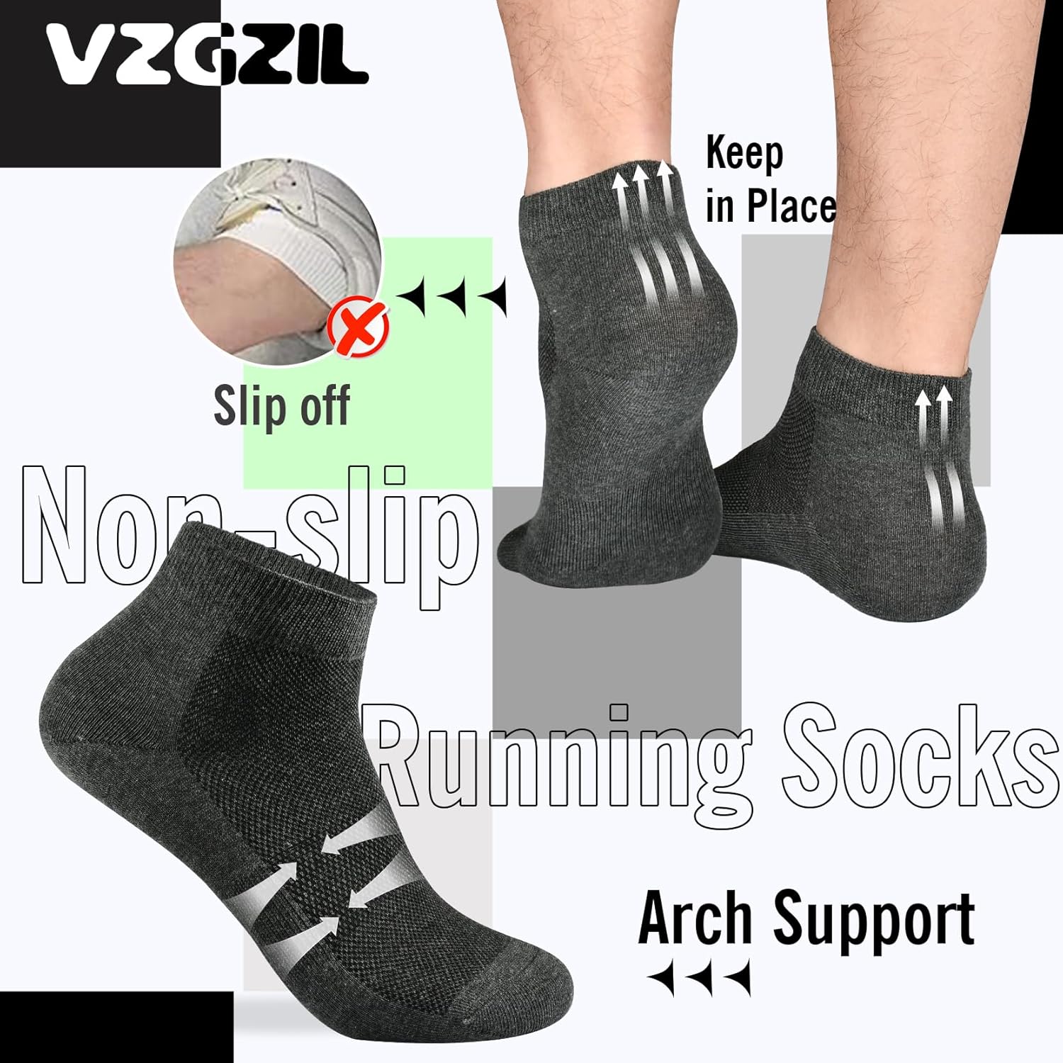 Thumbnail 1 de VZGZIL Mens Trainer Socks 12 Pairs