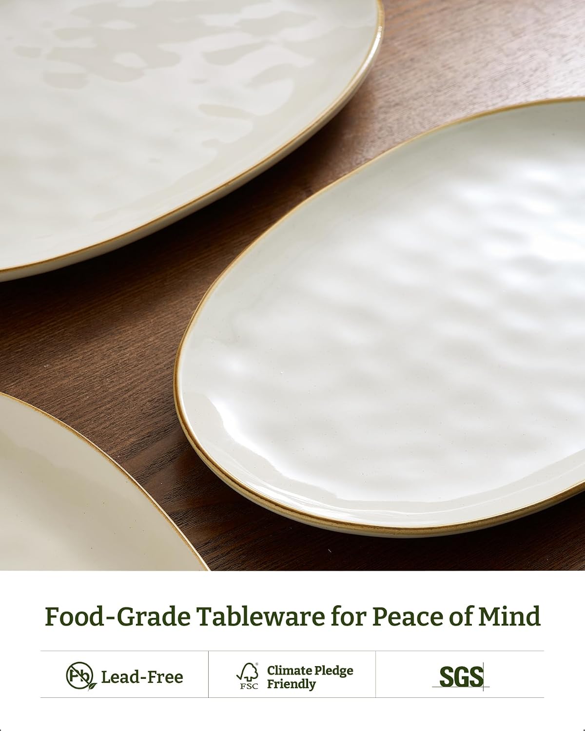 Thumbnail 4 de Famiware Ocean Series Oval Serving Platter Set (15.59, 14.3, 12.9 inches) in Vanilla White