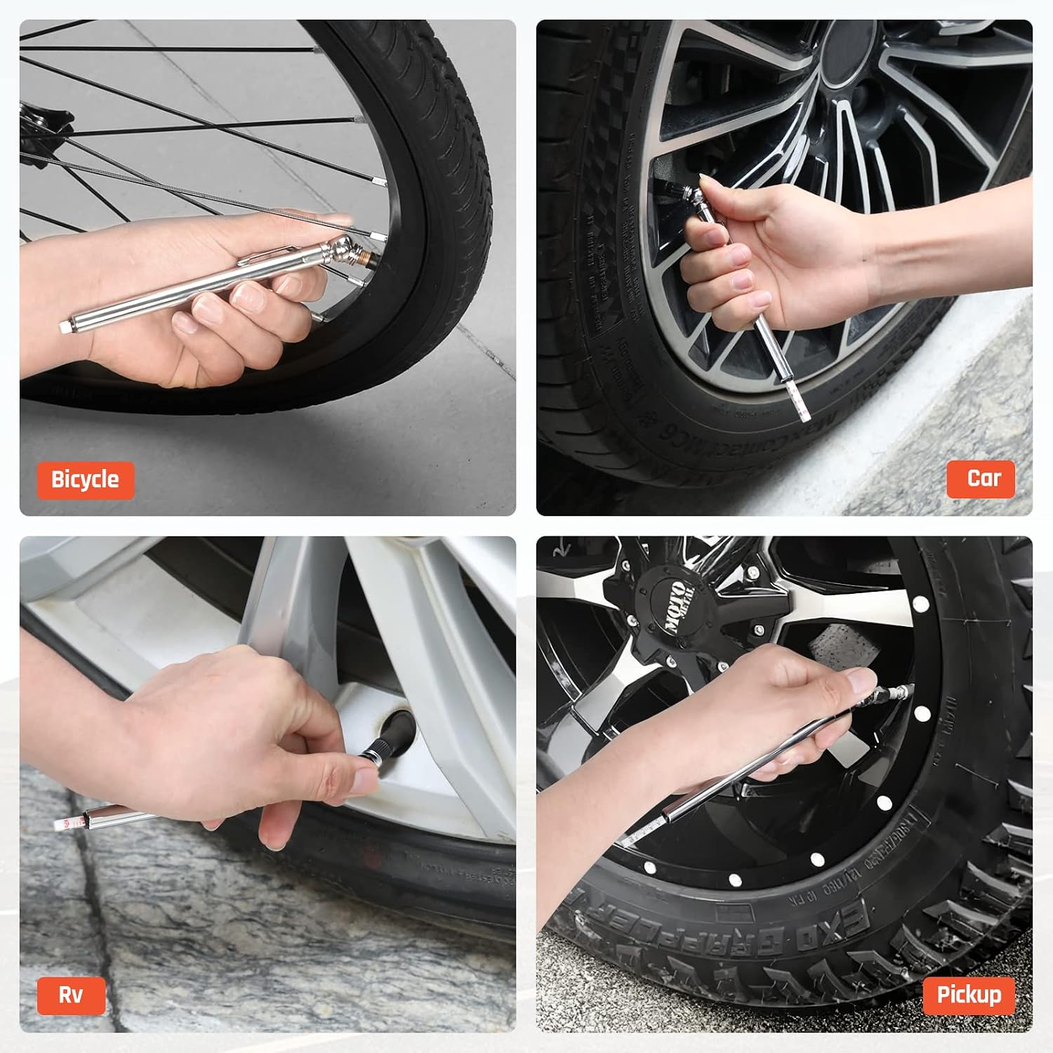 Detalle 1 de ETENWOLF G100 Pencil Tire Pressure Gauge 3-Pack, Three Ranges, Steel Body