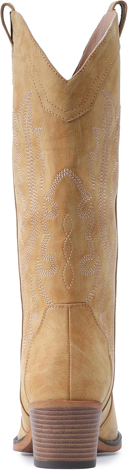 Detalle 2 de IUV Women's Cowboy Boots with Chunky Heel – Handcrafted Embroidered Western Cowgirl Boots