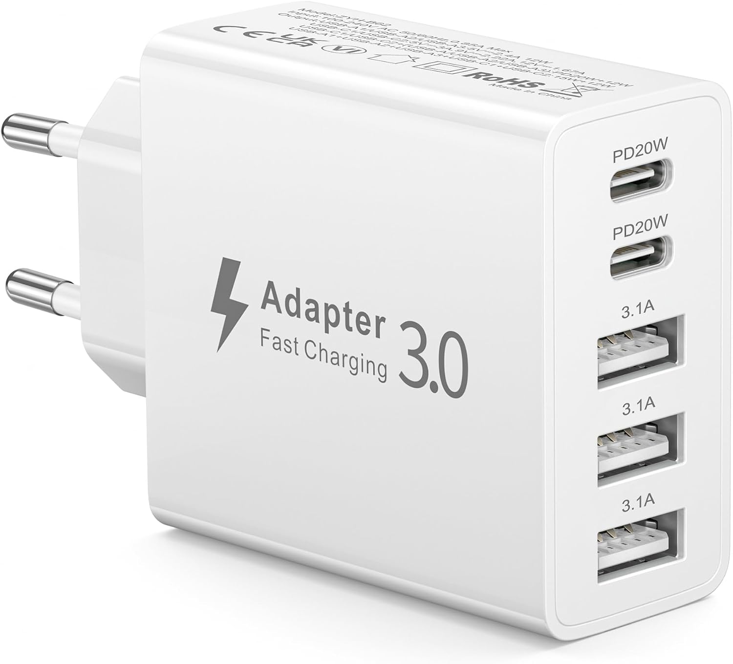 Detalle de Caricatore USB-C Rapido 50W a 5 Porte: stazione di ricarica compatta per dispositivi