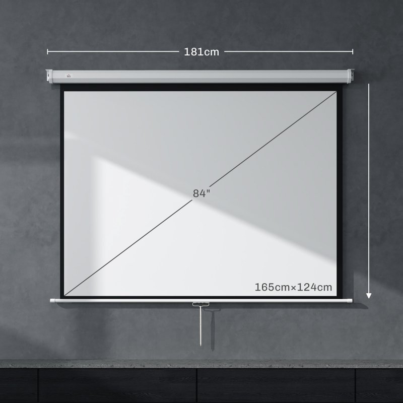 Detalle 2 de HOMCOM Pantalla de Proyector 84" (4:3) 4K, montaje en pared o techo