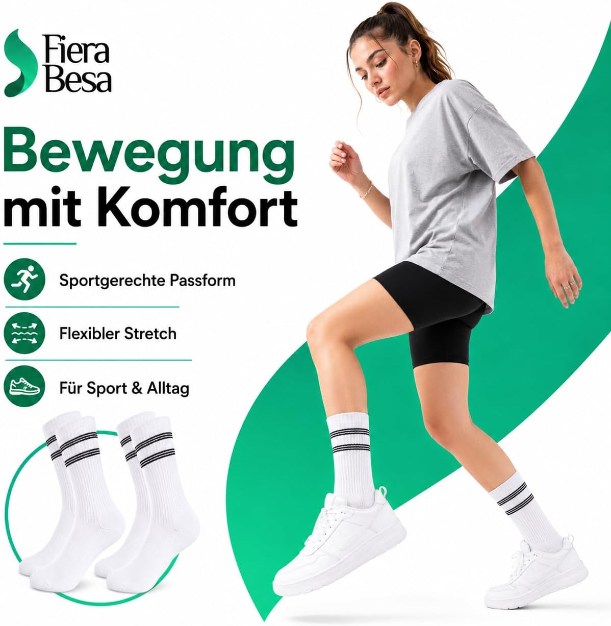 Detalle 2 de Fiera Besa FB Uni Baum Tennis – skarpety tenisowe z bawełny i poliamidu