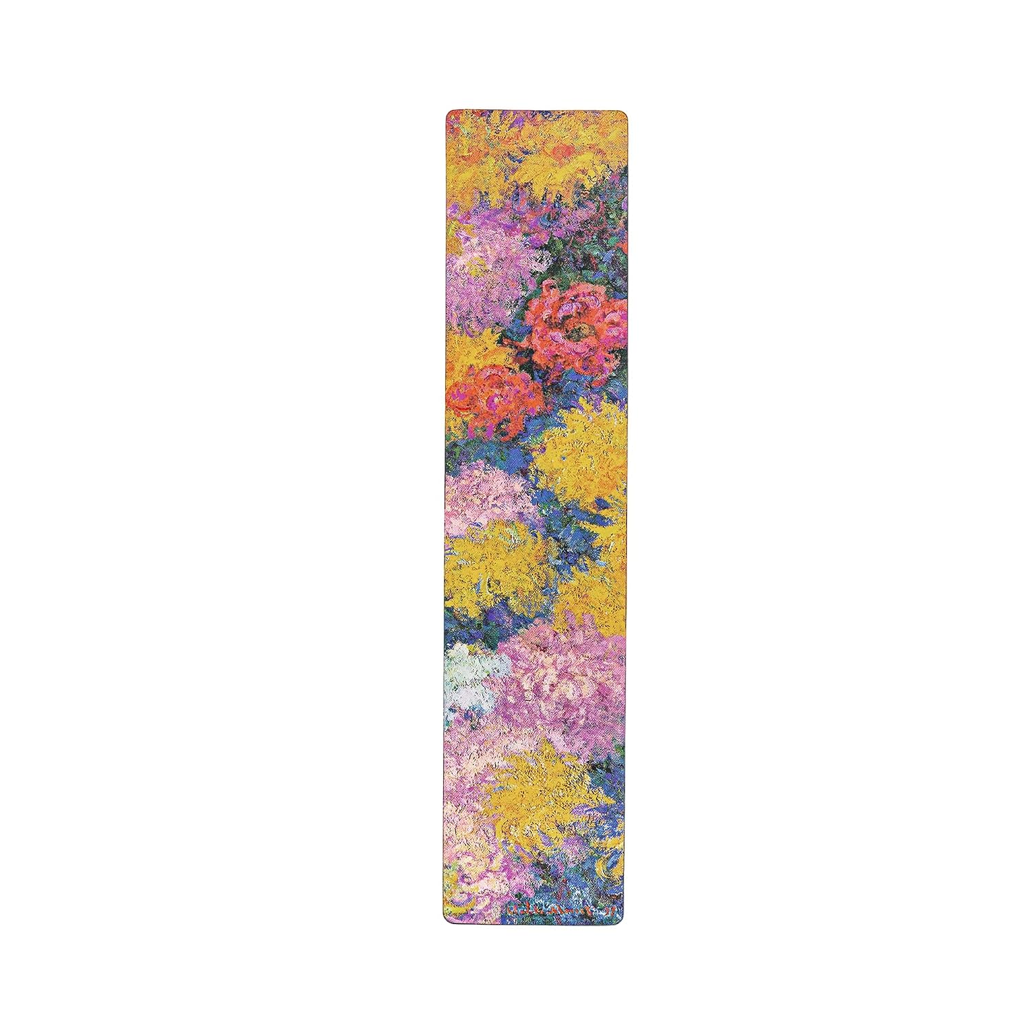 Detalle 2 de Paperblanks Les Chrysanthèmes de Monet – dubbelsidigt bokmärke med textur