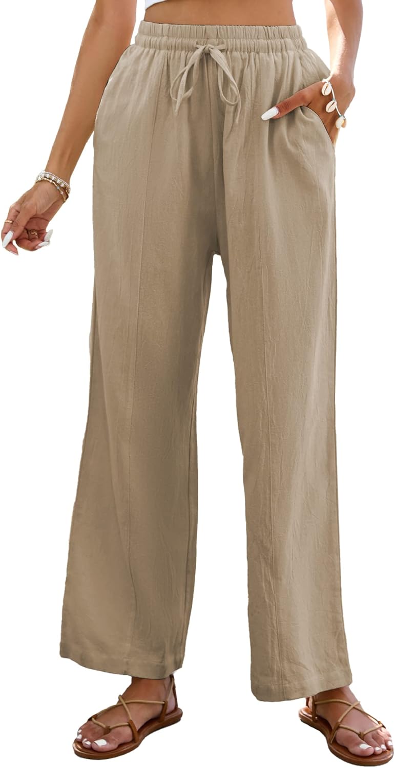 Detalle 2 de Famulily Summer Cotton Linen Trousers for Women UK