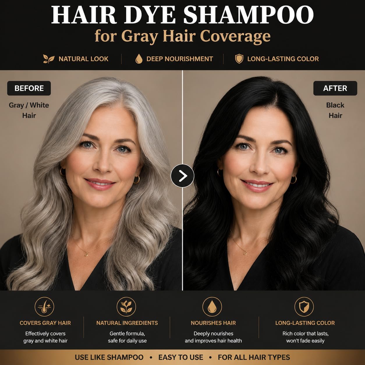 Thumbnail 3 de JELMOK 500ML Shampoo Colorante 5-in-1: copre i capelli bianchi in pochi minuti e ridà vitalità