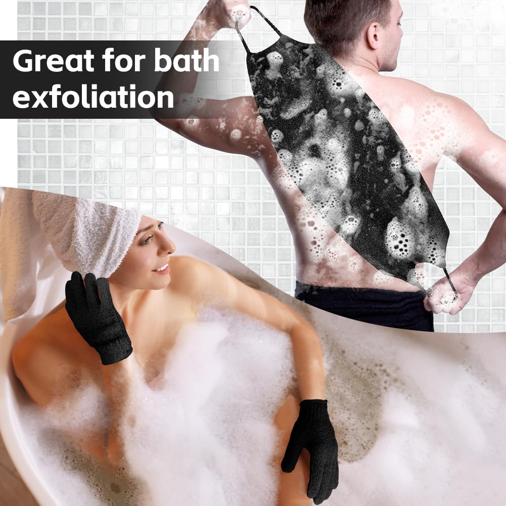 Thumbnail 6 de Vicloon Peeling-Rückenreiniger Set mit Peelinghandschuhen (2 Paar) und doppelseitigem Rückenpeeling-Waschlappen