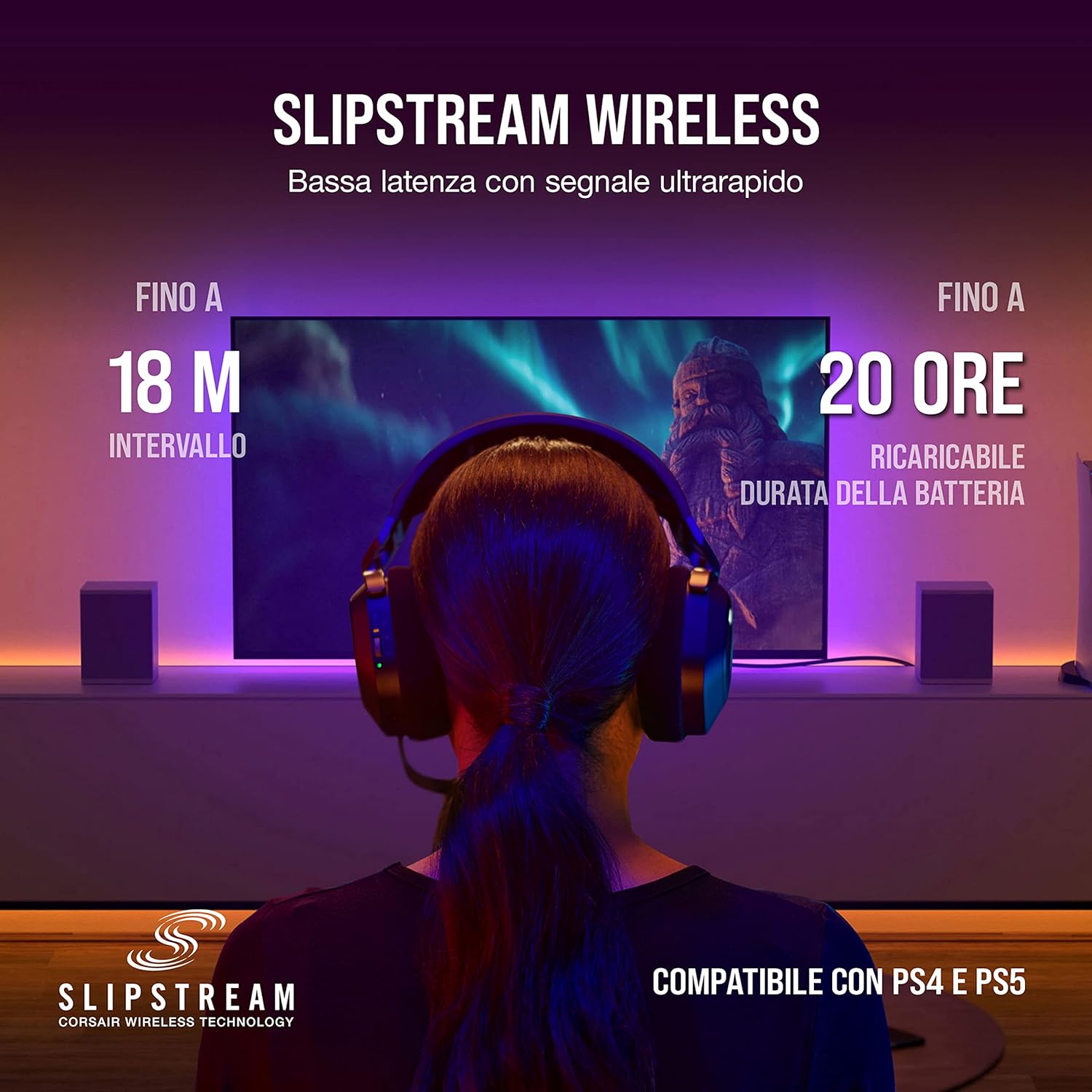 Thumbnail 5 de CORSAIR HS80 RGB WIRELESS cuffie da gioco multipiattaforma con Dolby Atmos e microfono omnidirezionale