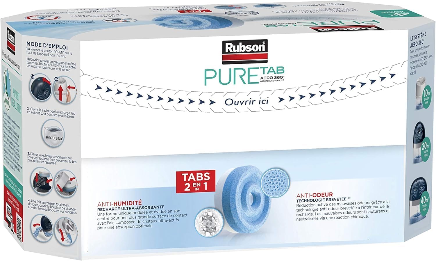 Thumbnail 1 de Rubson Recharges Pure Tab pour absorbeur d'humidité AERO 360° – 4 x 450 g, neutre et anti-odeur