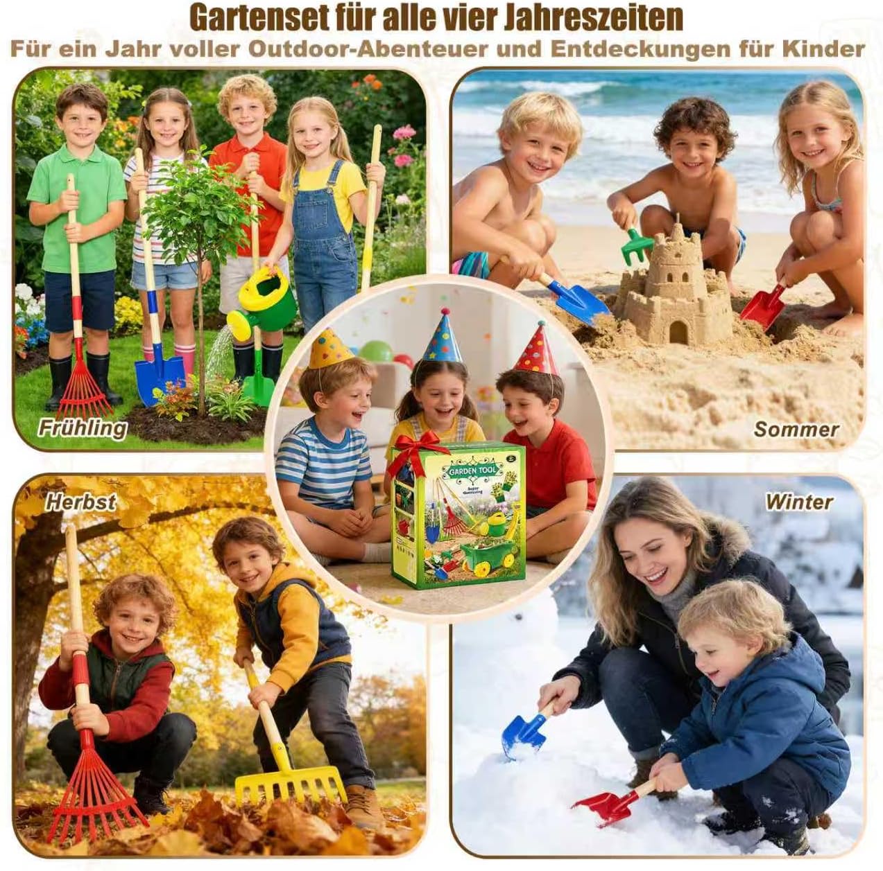 Detalle 2 de HILKKET Kinderschubkarre Gartenwerkzeug Set 13-teilig