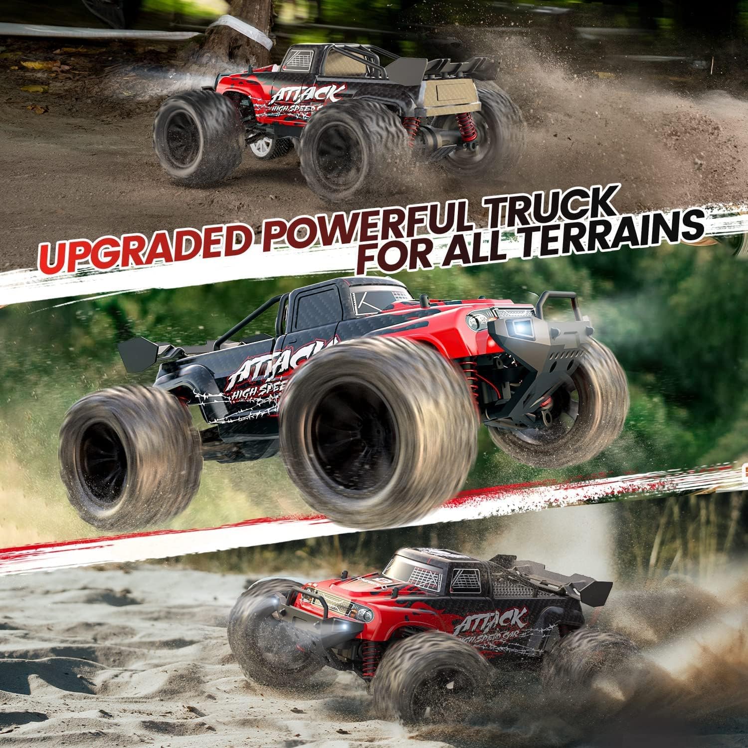 Thumbnail 3 de DEERC Fernsteuerungsauto 1:16 – All-Terrain RC Monstertruck mit 4WD, 40+ km/h, 2 Batterien & LED-Licht
