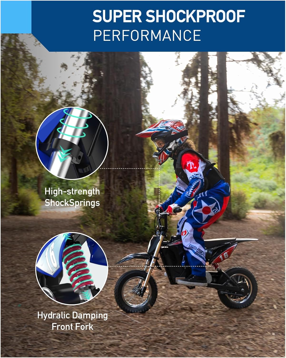 Detalle 2 de Hiboy DK1 36V Electric Dirt Bike for Kids, 300W, Three Speeds