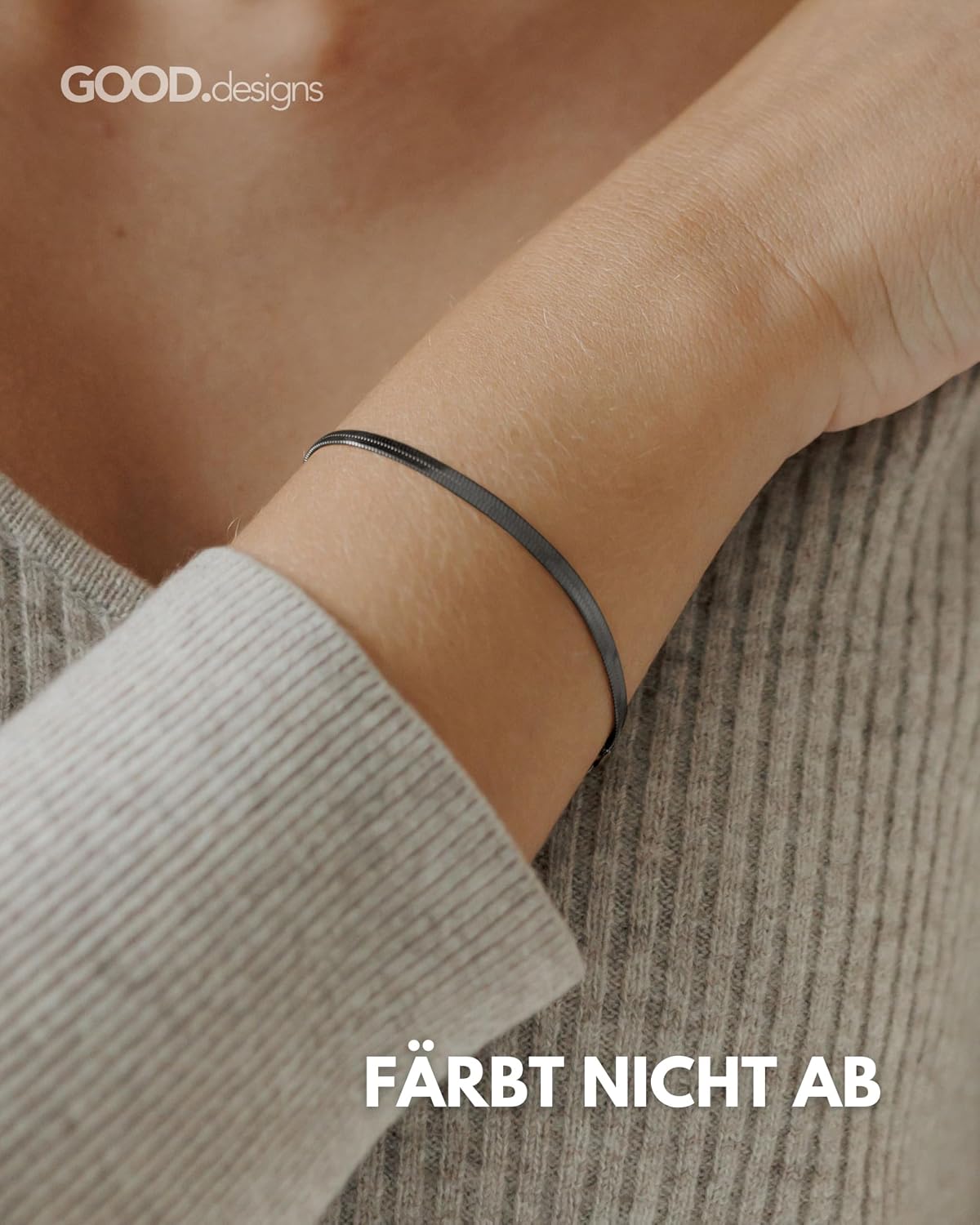 Detalle de GD GOOD.designs Schlangenarmband für Damen – flacher Armreif aus Edelstahl (wasserfest, verstellbar von 15–19 cm)