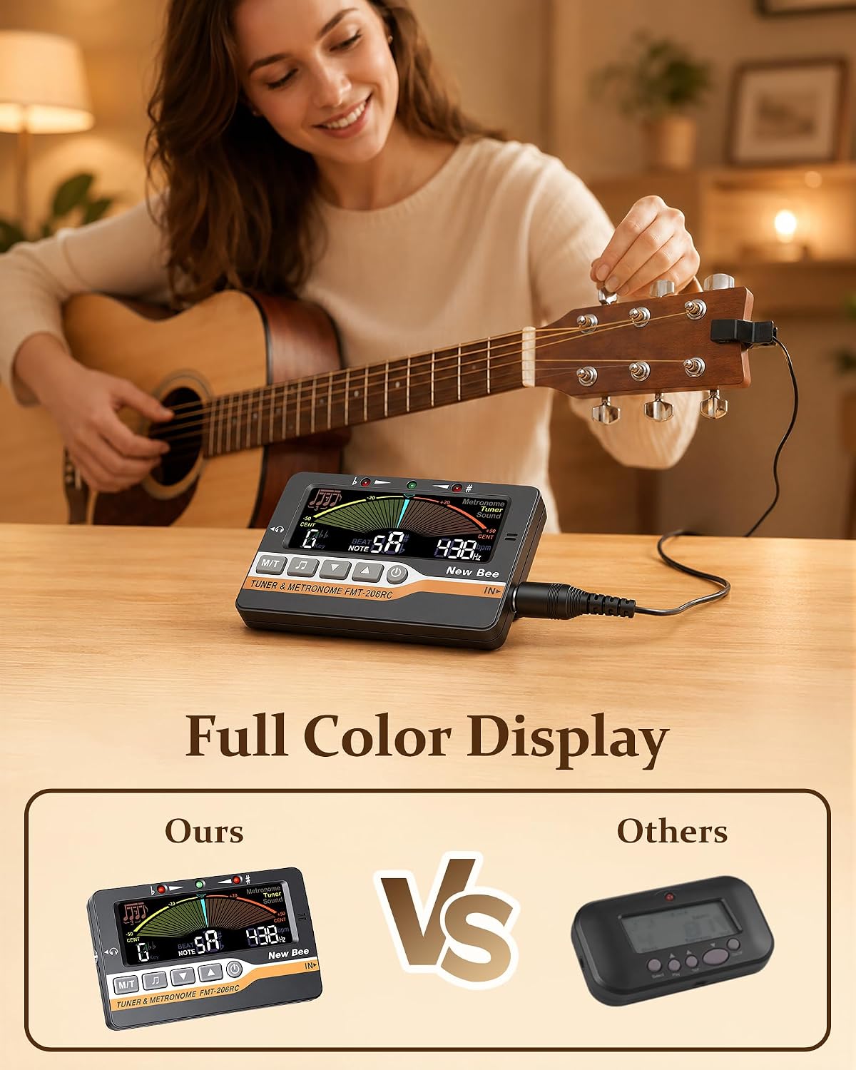 Detalle de New Bee FMT-206RC 3-in-1 Digital Metronome, Tuner and Tone Generator
