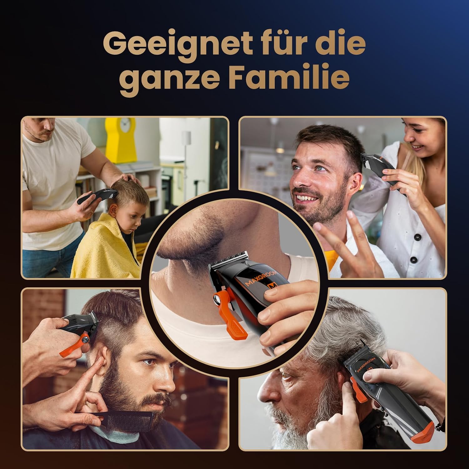 Detalle 2 de MAXGROOM Haarschneidemaschine Profi Set – Diamantähnlich beschichtete Klingen, Keramik-Klingen, 9000 U/min Magnet-Motor, Zero-Gap Konturen, Akku, LED-Anzeige