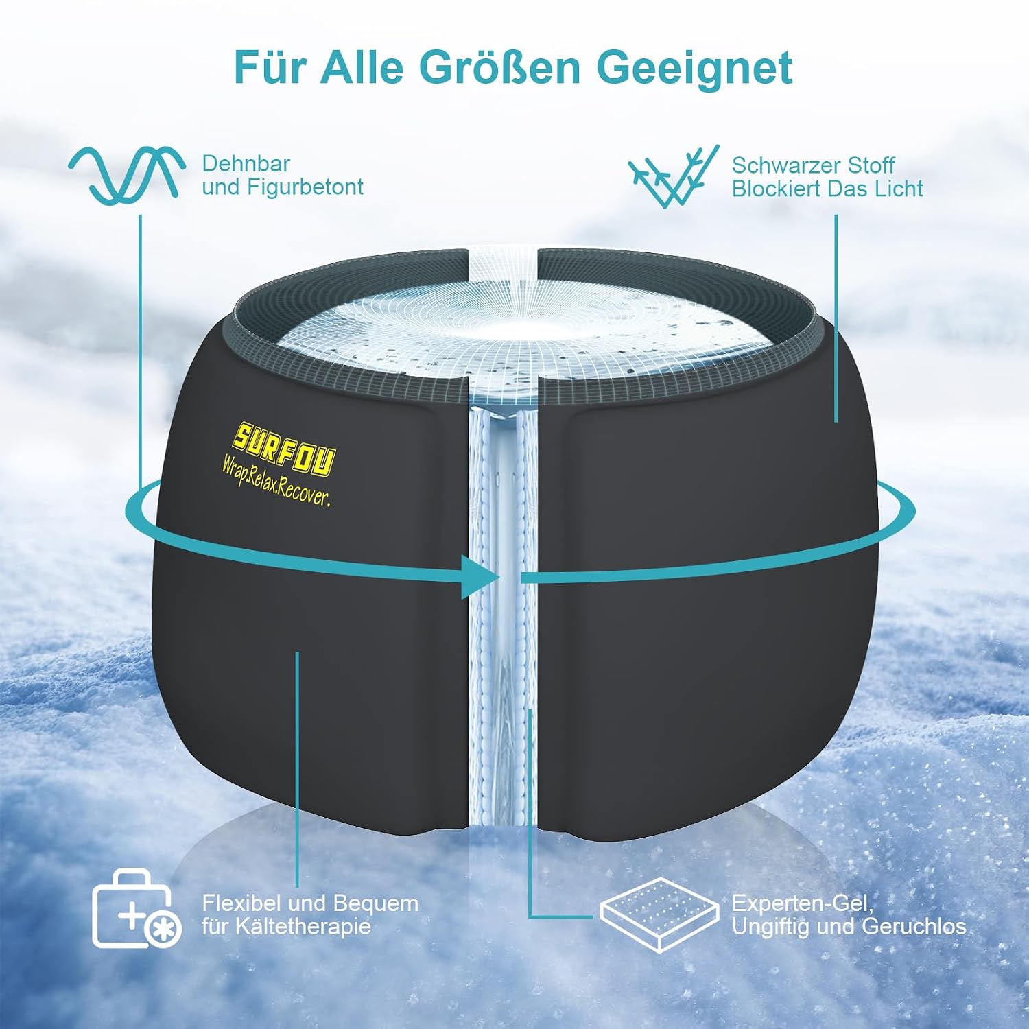 Thumbnail 3 de SURFOU Migräne Maske Mütze – Kühlmaske für Kopf- und Migräneschmerzen mit 360° Gel Surround