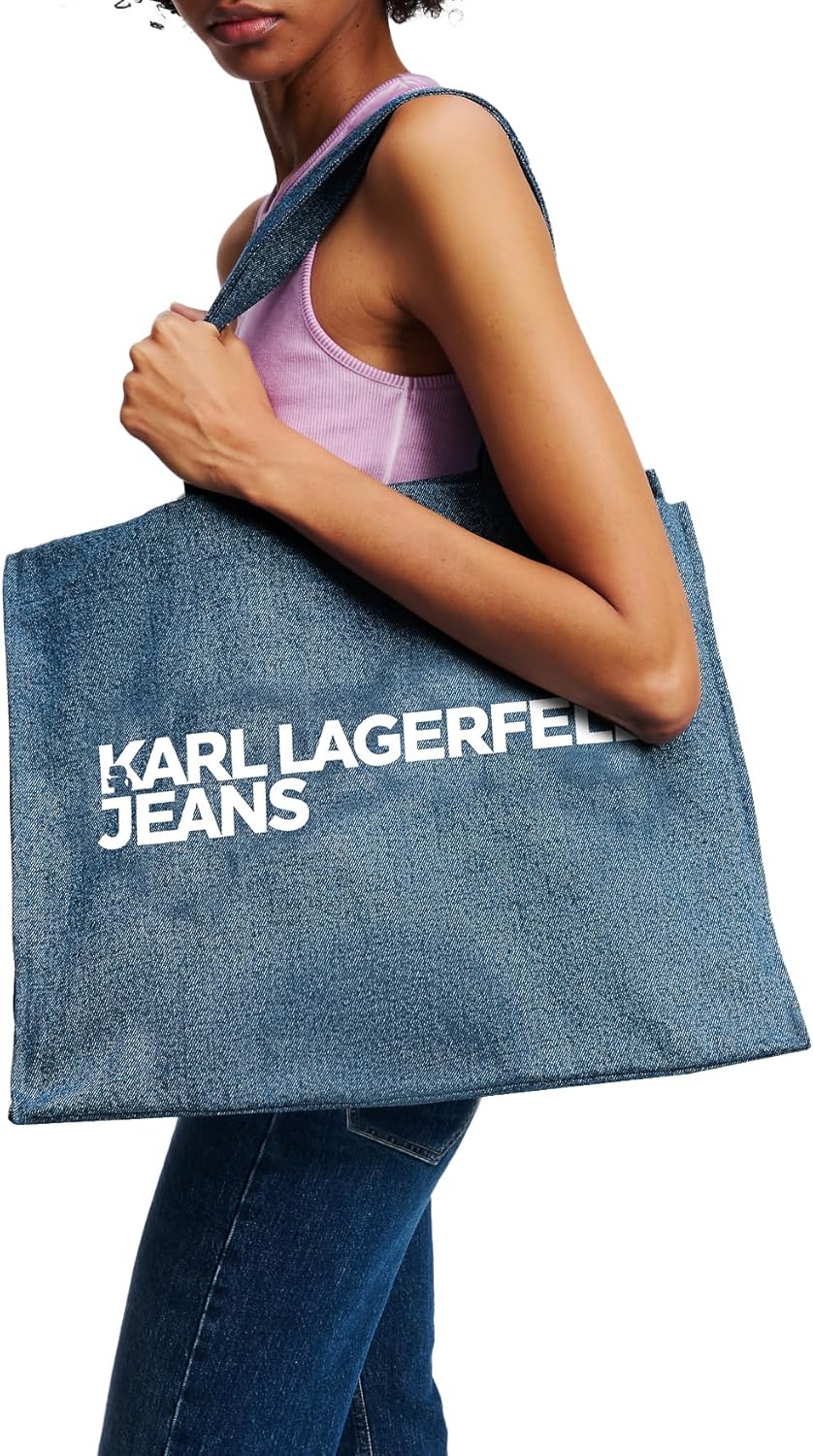 Detalle de KARL LAGERFELD Essential Logo Shopper – Damen, Blau, One Size