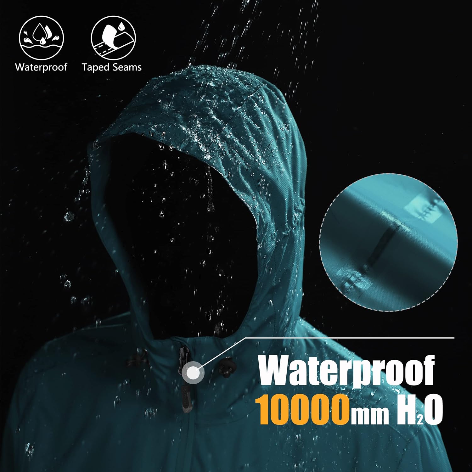 Detalle de 33,000ft Regenjacke Herren – Wasserdichte Outdoorjacke leicht & packbar