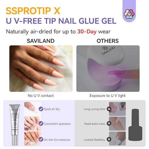 Detalle de SAVILAND 2PCS Semi Solid Nail Glue for Press On Nails — No UV, Fast Air-Dry