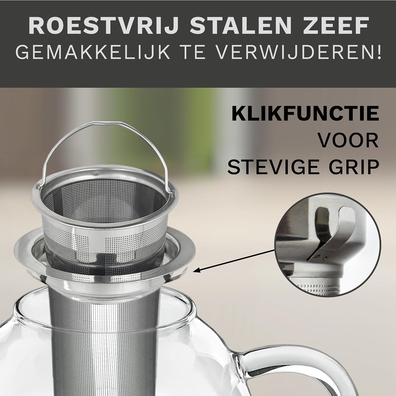 Thumbnail 6 de Creano 298 glazen theepot 1,5 liter met zeef, glazen deksel en druppelvrije schenktuit