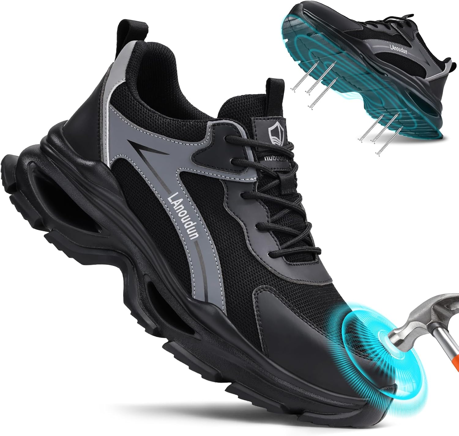 Detalle de LAoutun Safety Trainers Men Steel Toe Cap Trainer – Lightweight, Puncture-Resistant Work Shoes
