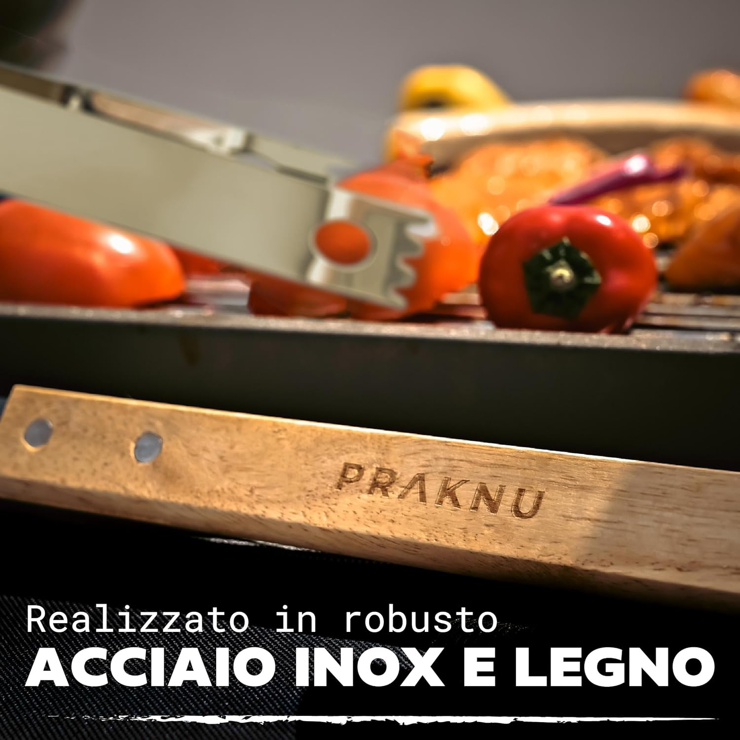 Thumbnail 2 de Praknu Set Barbecue 4 pezzi acciaio legno