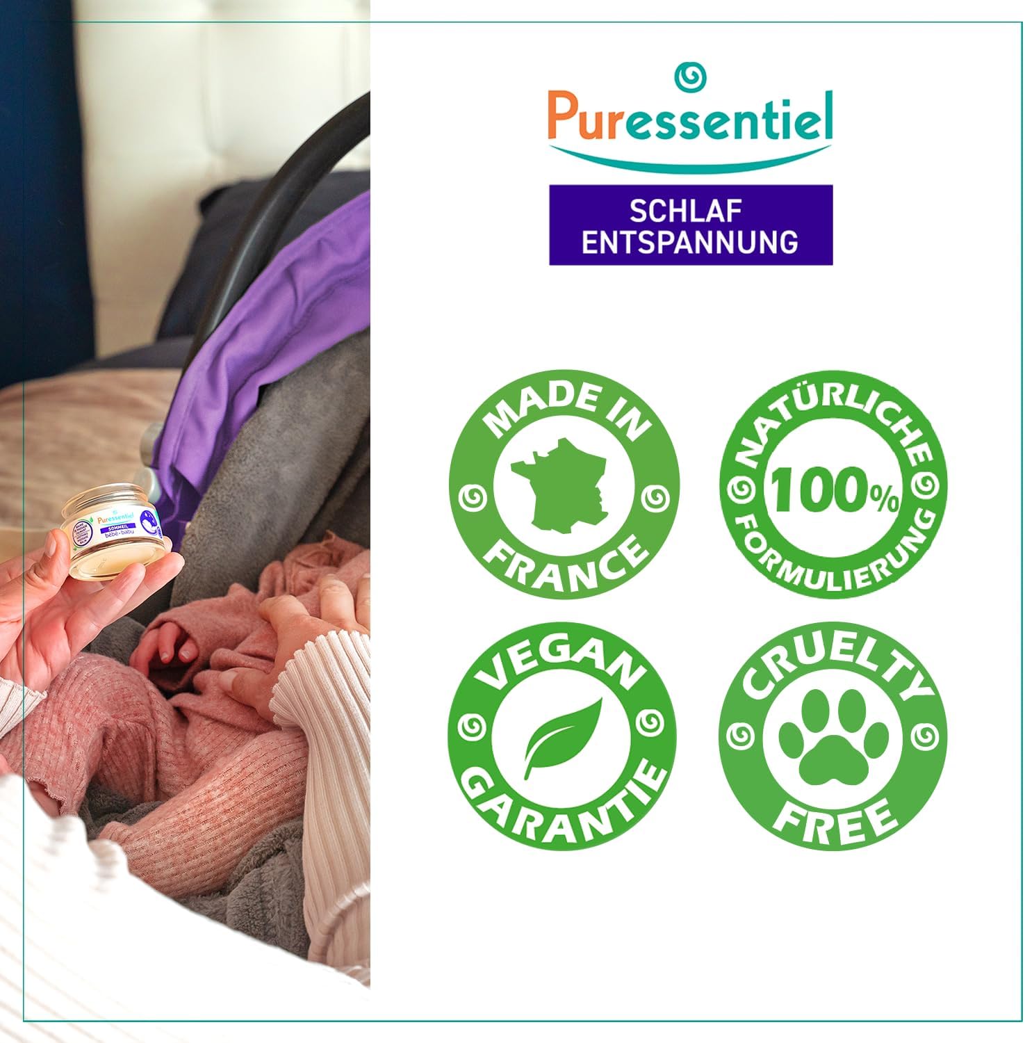 Detalle de Puressentiel Schlaf Beruhigender Massagebasalm Baby – 30 ml, 100% natürliche Formel