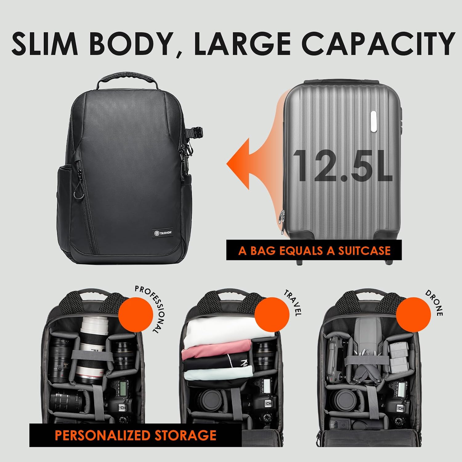 Thumbnail 3 de Tarion mochila cámara impermeable 14 pulgadas