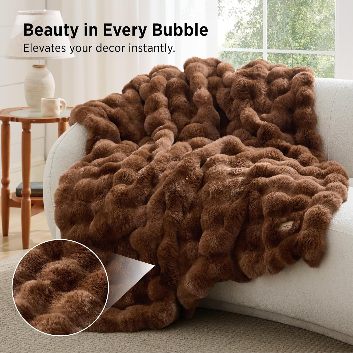 Detalle 2 de Bedsure Faux Fur Throw Blanket, 50 x 60 in