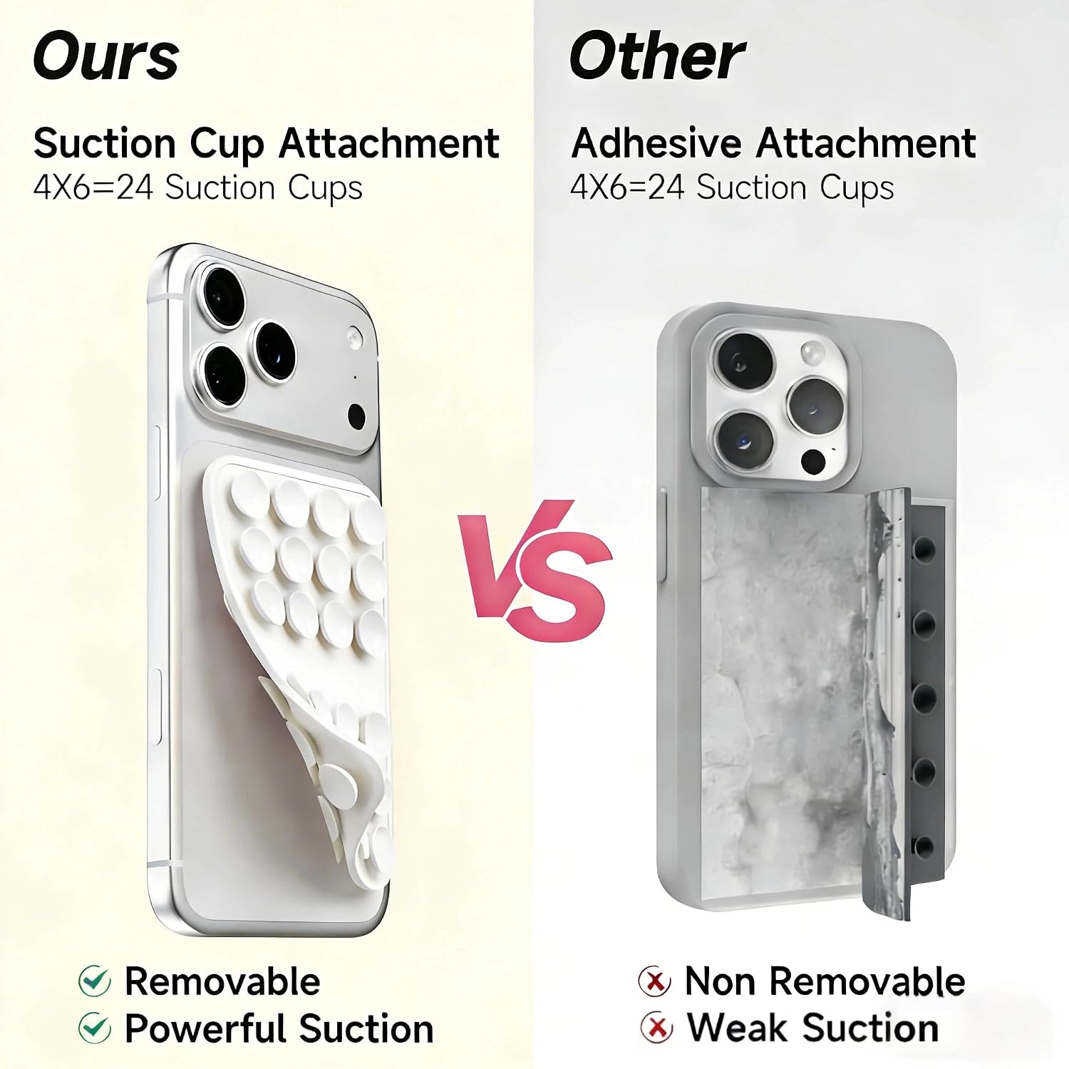 Detalle de Mnyatr Double-sided Suction Cups-6 Silicone Phone Mount, White