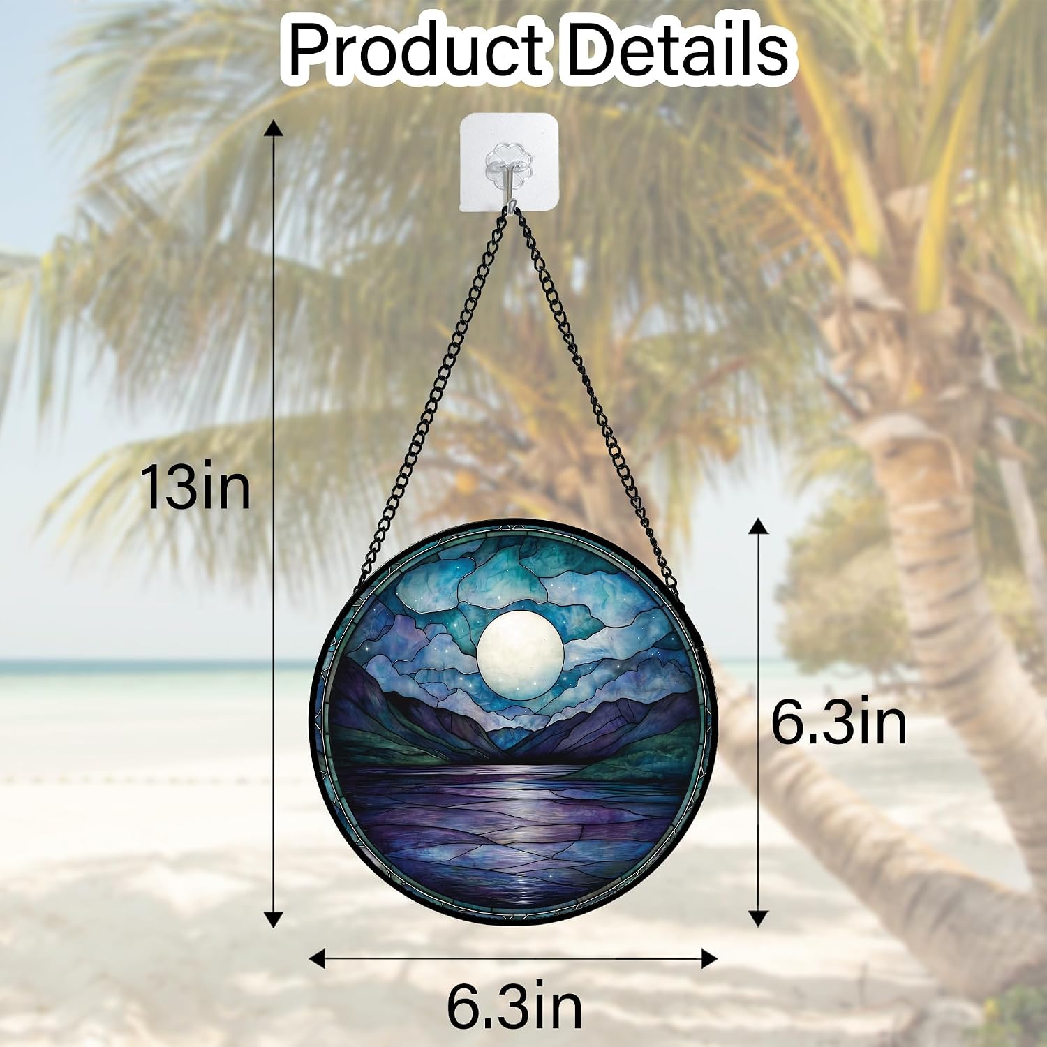 Thumbnail 6 de Blue Moon Lake stained glass suncatcher 9.8-inch