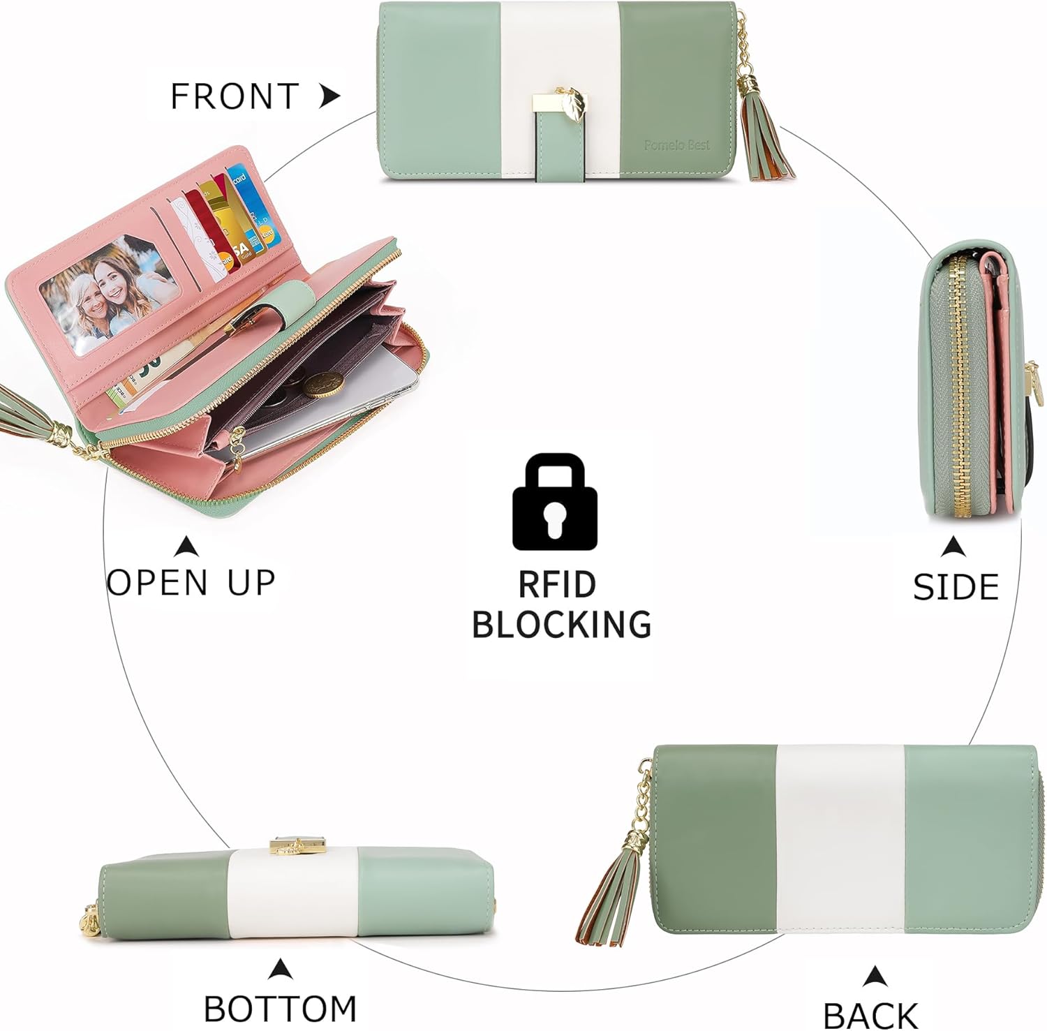 Thumbnail 4 de Pomelo Best RFID Womens Wallet – Large Capacity with 12 Card Slots and Phone Fit