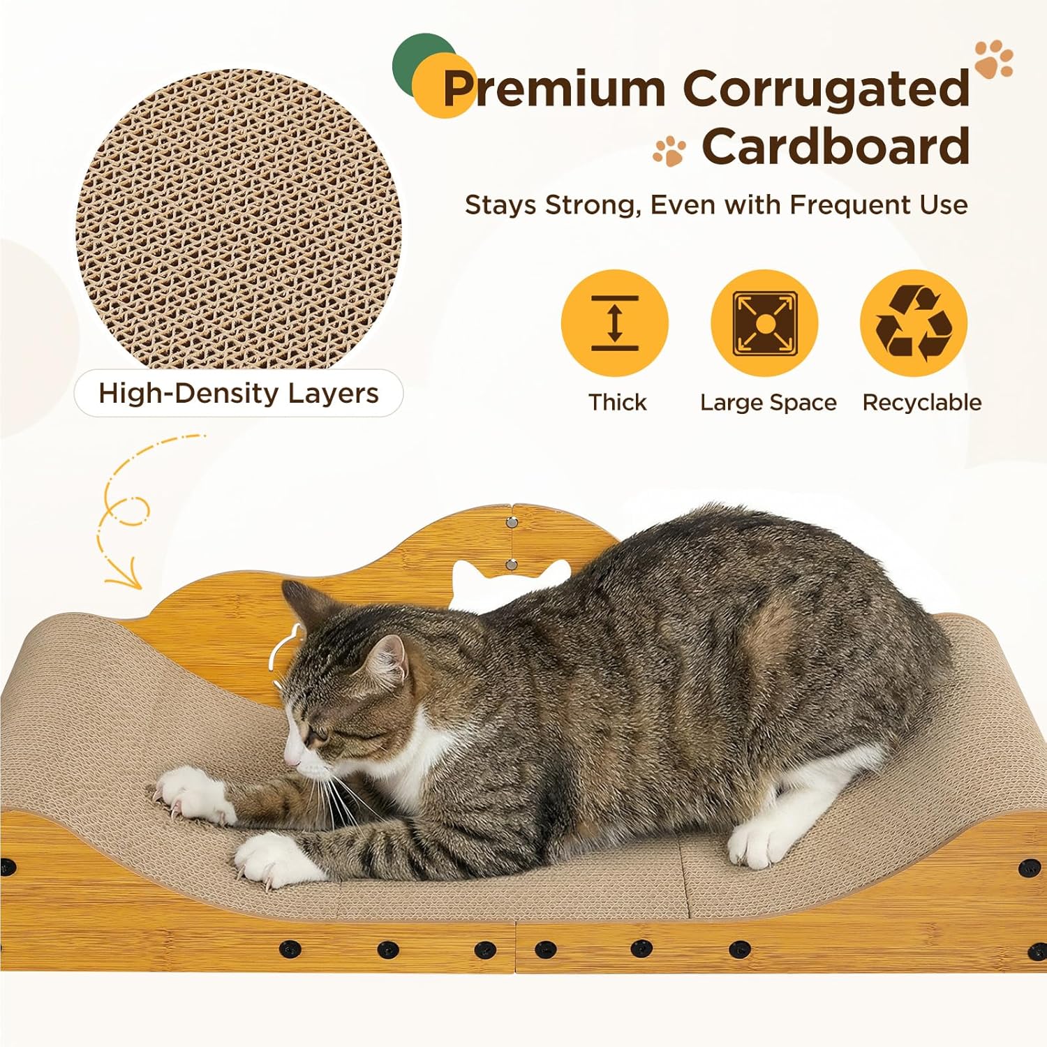 Detalle de Gimars Griffoir pour Chat XXL 78 cm – Tapis à Griffer design canapé et meuble protecteur