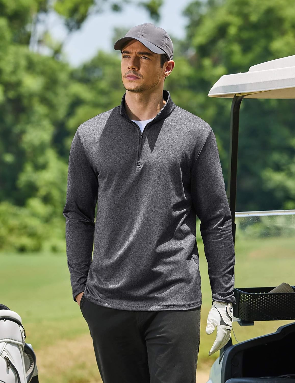 Detalle 2 de COOFANDY Men's Quarter-Zip Pullover