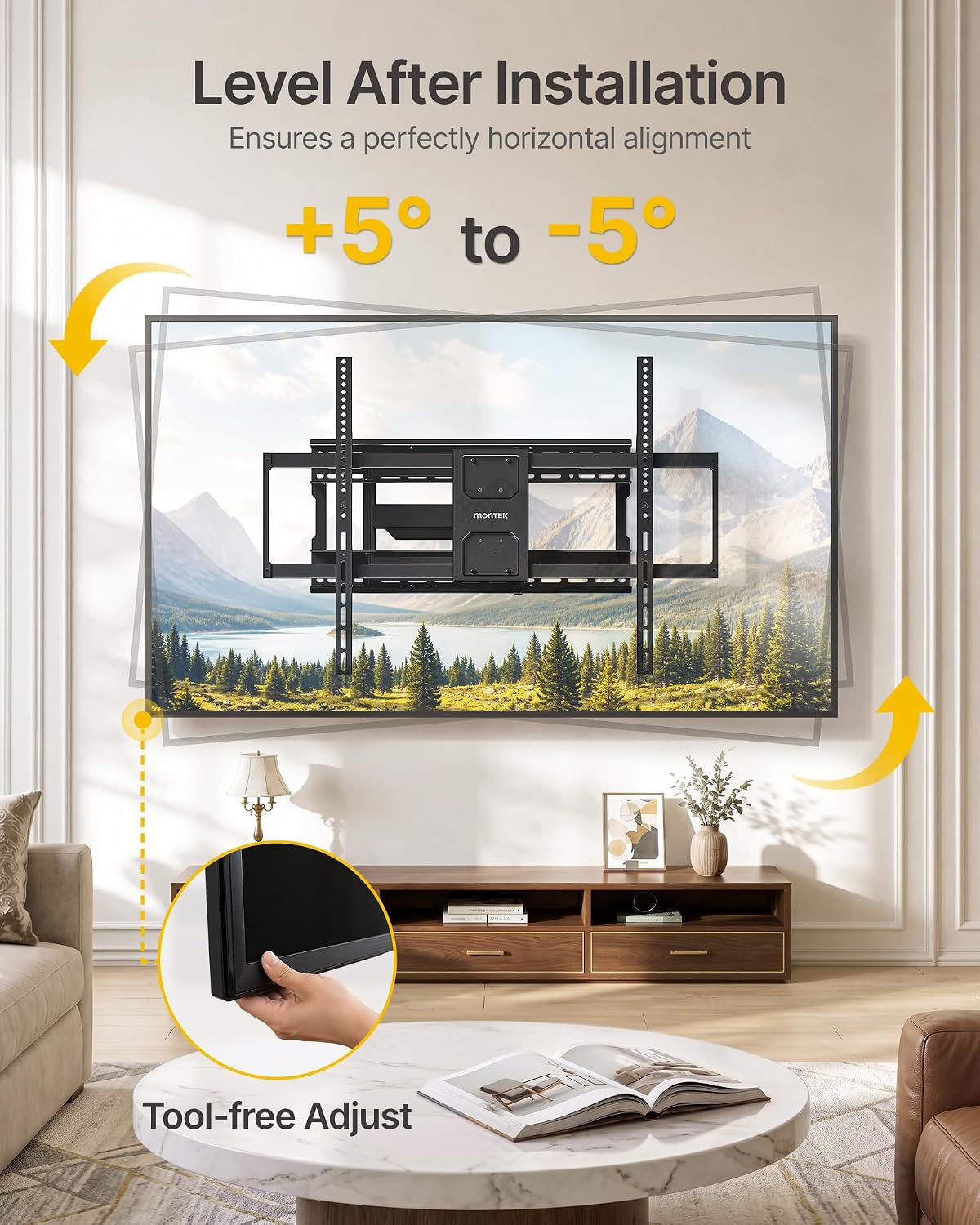 Detalle de monTEK Heavy Duty TV Wall Mount for 50–100 inch XL TVs (Up to 176 lbs) with 25" Arm, 800x600 VESA