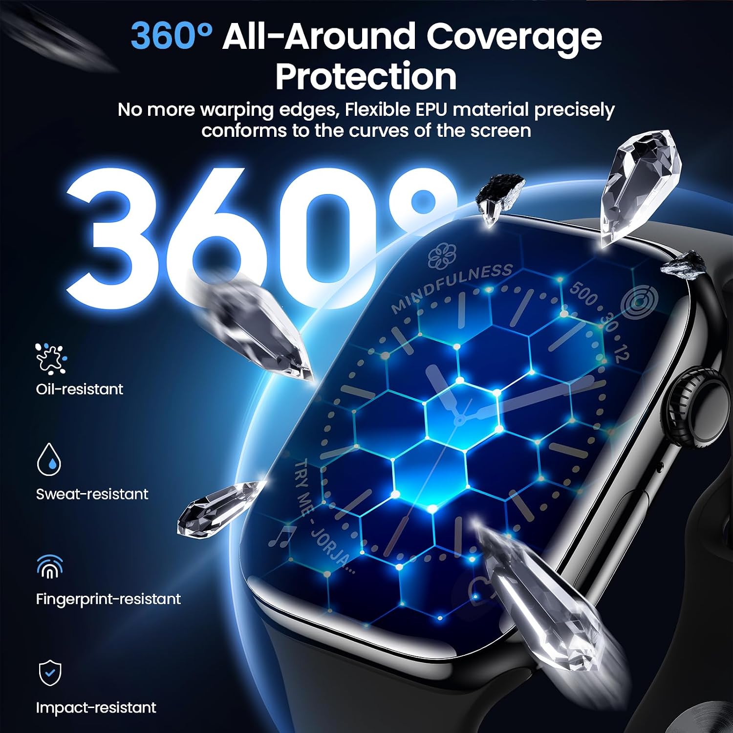 Detalle de UniqueMe 40/41mm Apple Watch Screen Protector (SE3/SE2/SE/4/5/6/7/8/9) - 4 Pack, Soft Clear EPU Film