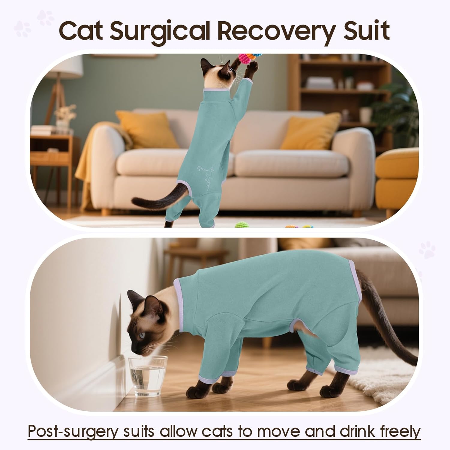 Thumbnail 3 de OUOBOB Sphynx Cat Recovery Suit – Soft anti-licking bodysuit for post-surgery protection (Green, 2XL)