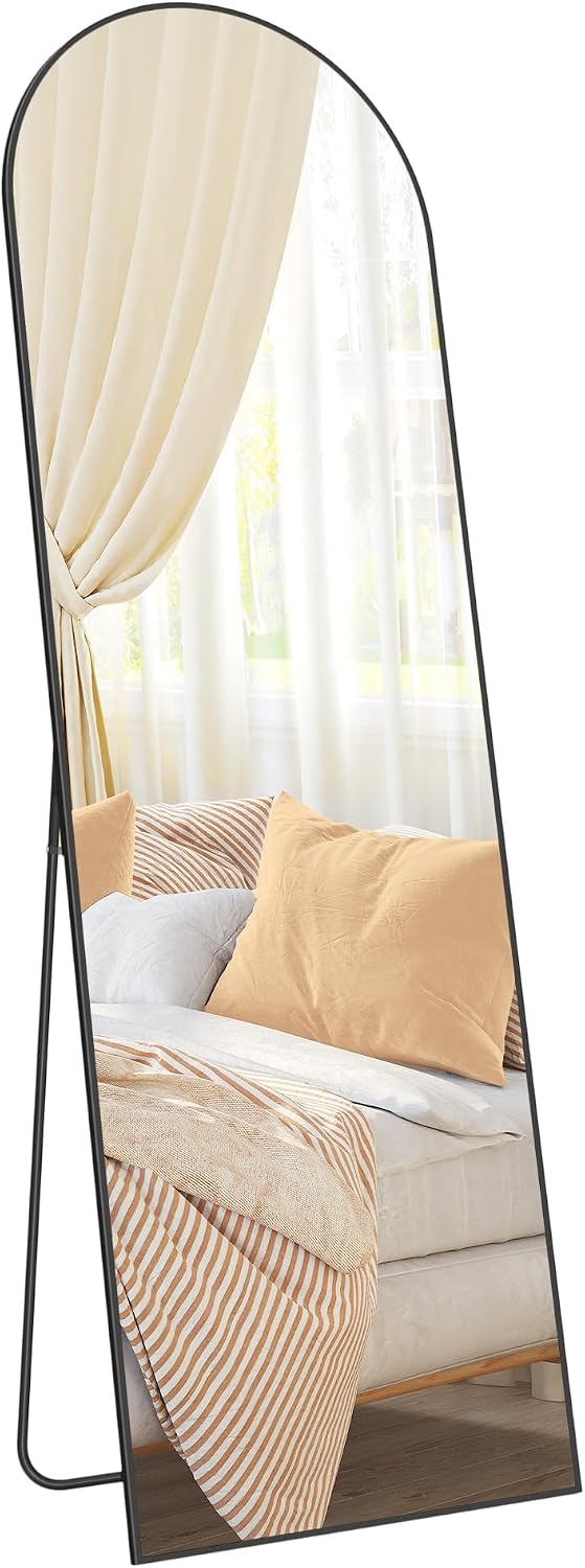 Detalle de SONGMICS LFM031B01 gebogen vloerspiegel 160 x 50 cm, gehard glas
