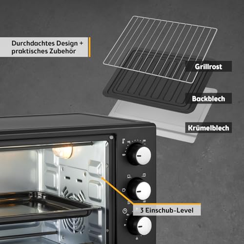 Detalle de TZS First Austria Mini-Backofen 20L mit Umluft – kompakt, vielseitig & zuverlässig